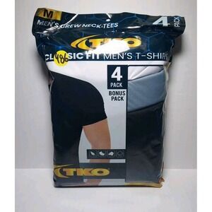 TKO Men's Size M - Classic Fit T-Shirt 4-Pack Crew Neck T. = 2 Blk/1 Gry/ 1 Wht